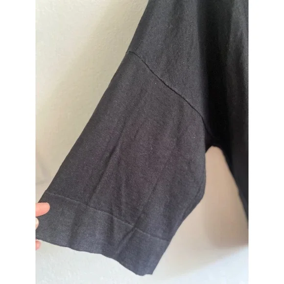 NEW Eileen Fisher Organic Linen Crepe Stretch Short Cardigan Black L/XL - Picture 5 of 12